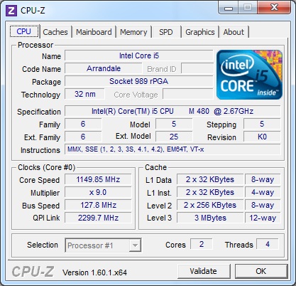 CPU-Z версии 1.60.1