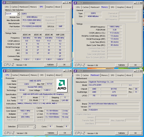 Скриншоты CPU-Z при разгоне