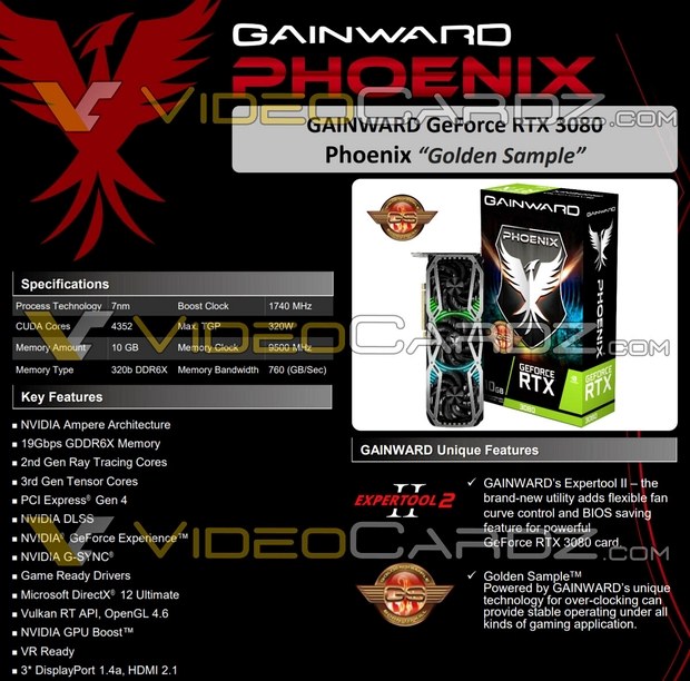 Спецификация Gainward GeForce RTX 3080