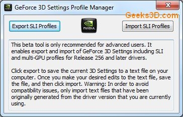 NVIDIA GeForce SLI Profile Tool