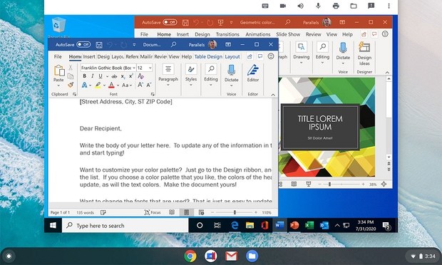 Работа Windows на Chrome OS в виртуальной машине Parallels Desktop
