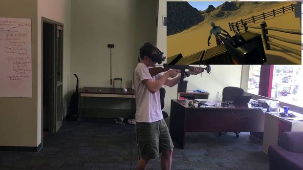 Ilium VR Gun Controller Demo with HTC Vive and Leap Motion